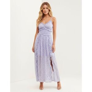 Elliatt Victorian Floral Maxi Dress NWT L Revolve Purple Ruffle Slit Wedding